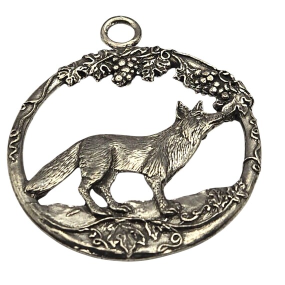 Vtg 1991 Seagull Pewter Fox Pendant / Ornament Signed Seagull Highly Detailed Woodland Scene