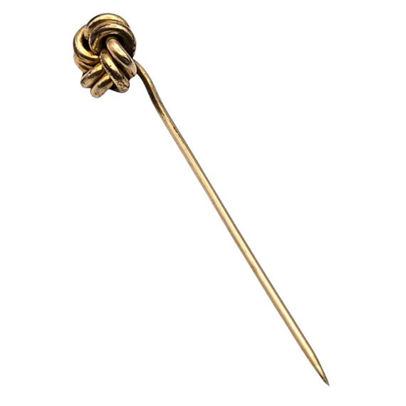 Vintage Victorian Era 14 Kt Gold Knot Stickpin Elegant Accessory For Lapel Or Tie