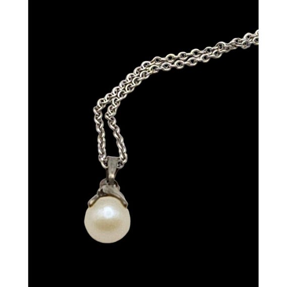 Sterling Silver Pearl Pendant Necklace Jewelry 10 1/2 "