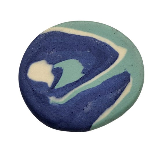 Handcrafted Resin Brooch Pin With Blue & Green Swirl Design