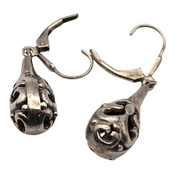 Vintage 925 Sterling Silver Filigree Tear Drop Earrings