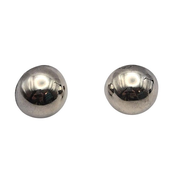 Vtg Sterling Silver 1/2" Button Stud Earrings Classic Timeless Design For Women