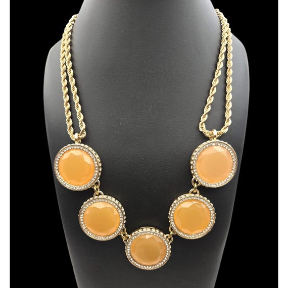 Vintage Banana Republic Lucite & Crystal Bib Necklace 18 " w/ 2 " Ext