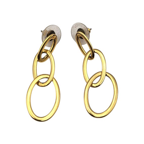 Vtg Joan Rivers Triple Hoop Gold Tone Statement Earrings 2 " x 5/8 Approx.