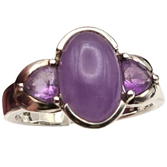 Vtg Sterling Silver Amethyst Cabochon Statement Ring Size 9