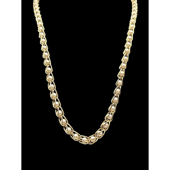 Vtg Napier Gold-Tone Chain Necklace With Faux Pearls 24 " Chain