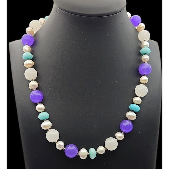 Baroque Pearl Amethyst & Quartz Beaded Necklace With Toggle Clasp