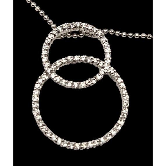 Double Circle Rhinestone Pendant Necklace With Silver Tone Chain