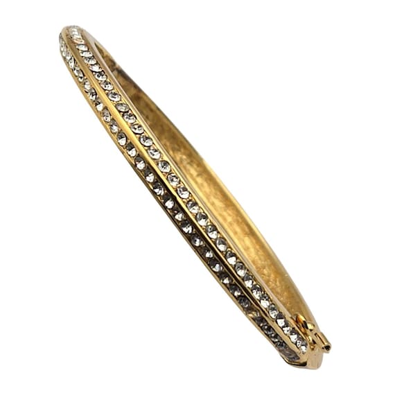 Vtg. Christian Dior Rhinestone Crystal Gold-Tone Bangle Bracelet