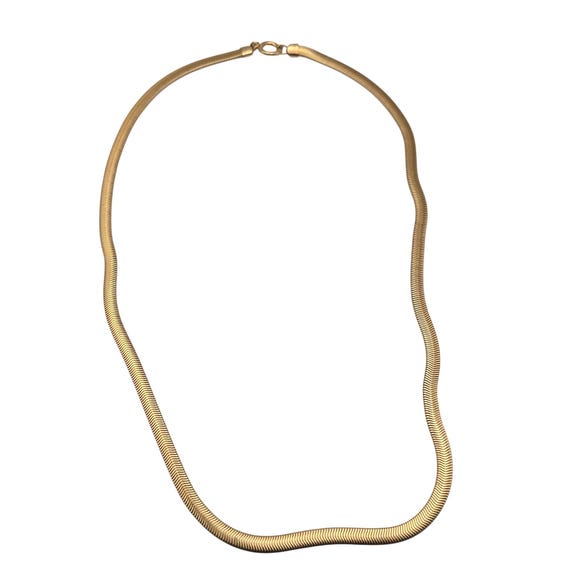 Vtg Bronze Tone Serpentine Flat Snake Necklace 18" X 1/8" Elegant Evening Jewelry