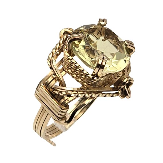 Very Elegant 14 Kt Gold Plated 4Ct Natural Citrine Cocktail Ring Size 6.5