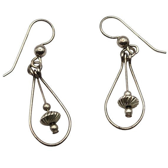 Handcrafted Sterling Silver Dangle Earrings With Hook Wire Closure & Floral Design