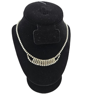 Vintage Silver Rhinestone Choker Necklace