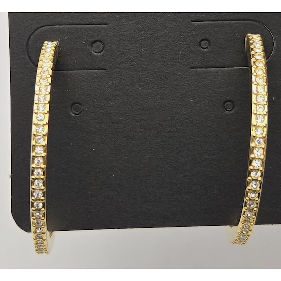 Gold-Tone Swarovski Crystal 3/4 Hoop Earrings Elegant