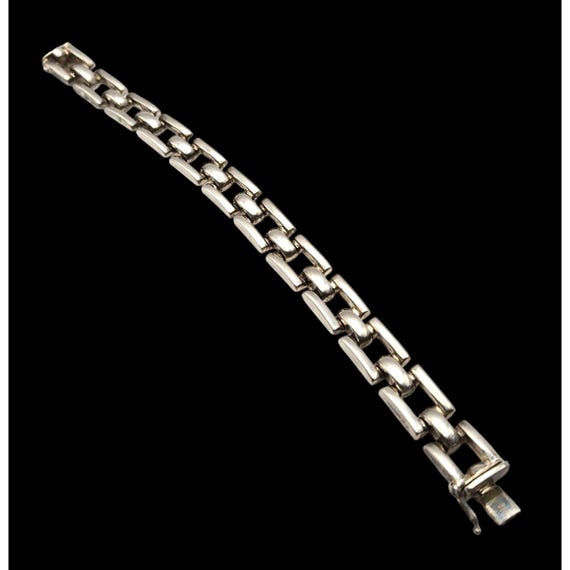 Vintage Sterling Silver Box Link Bracelet 7.5" Length 20.95g Secure Box Closure