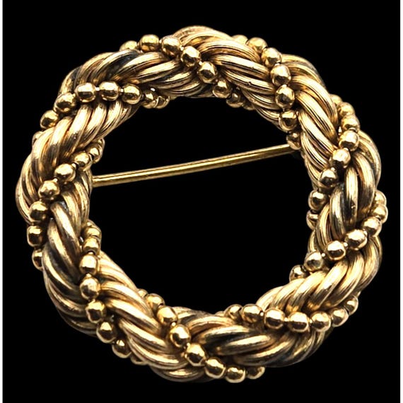 Vintage Binder Brothers 12K Gold-Filled Brooch Pin With Twist Rope Design 1 1/8 " x 1/4 "