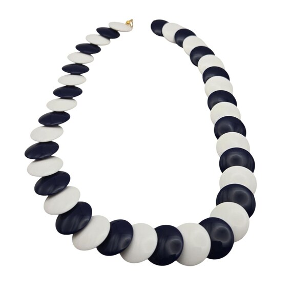 Vintage Blue & White Disk Necklace Unmarked 18 "