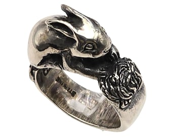 James Yesberger Sterling Silver Rabbit Bunny Band Ring Size 5 Artist Signed Rare Find