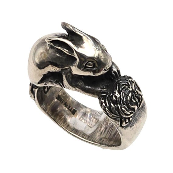 James Yesberger Sterling Silver Rabbit Bunny Band Ring Size 5 Artist Signed Rare Find