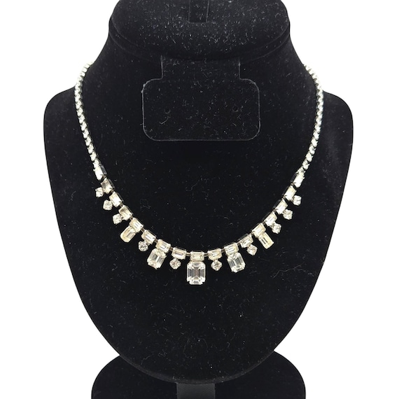 Vintage Weiss Ice Rhinestone Necklace Circa 1930s 16 1/4 "