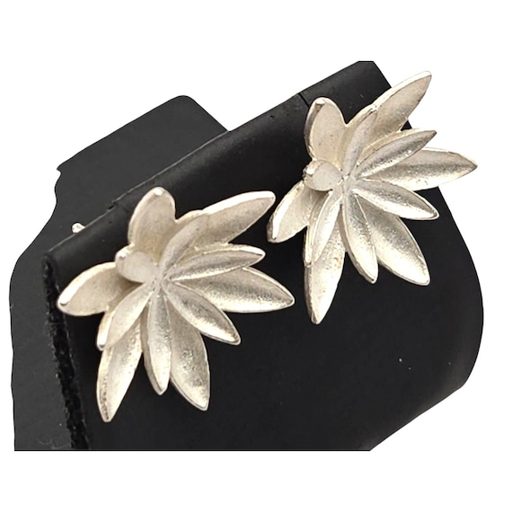 Vintage Sterling Silver Floral Stud Earrings 7/8"x7/8"
