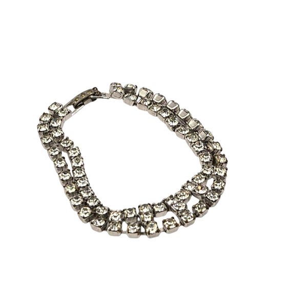 Vintage Double Row Rhinestone Tennis Bracelet