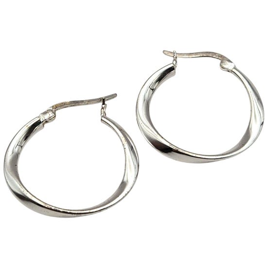 Vtg Sterling Silver MCM Twist Hoop Earrings Lightweight Classic Design For Pierced Ears 1 " Hoops
