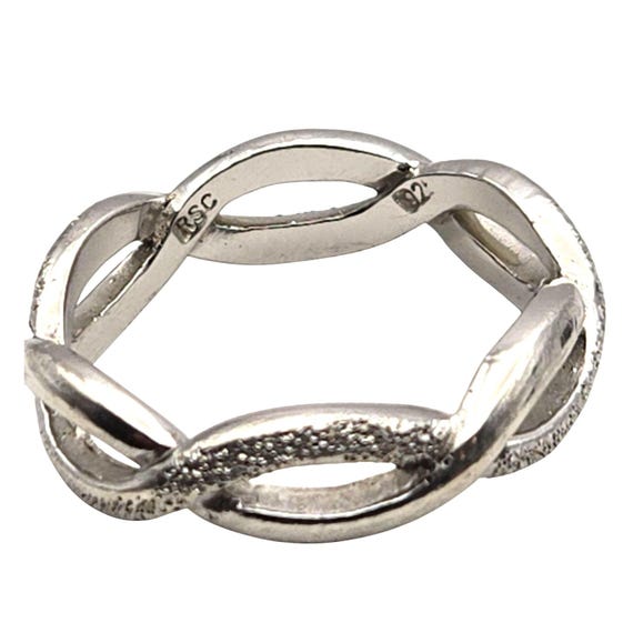Handmade Sterling Silver Celtic Crossover Style Band Ring RSC 925 Marked With Bright Cut Details