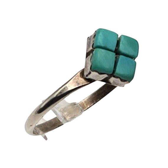 Vintage Sterling Silver & Turquoise Mosaic Ring Size 6.5