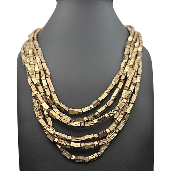 Vintage Chico's Multi-Strand Beaded Necklace Gold Tone Jewelry 18 " w Extension