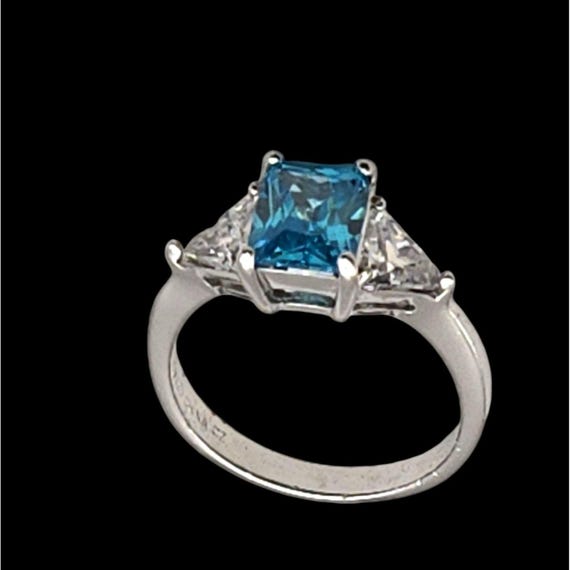 Simulated Blue Topaz & Diamond Accent Sterling Silver Ring 6 1/4