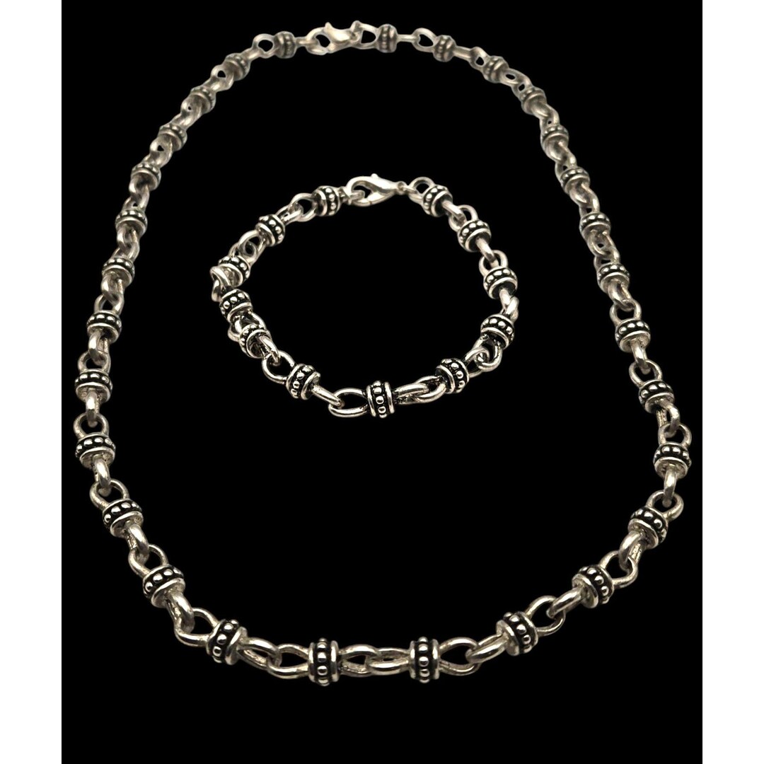 Vintage Premier Designs Silver Tone Chain Necklace & Bracelet Set 18 ...