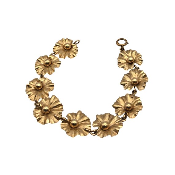 Vintage TAYLORD Gold Filled Floral Link Bracelet 1940's