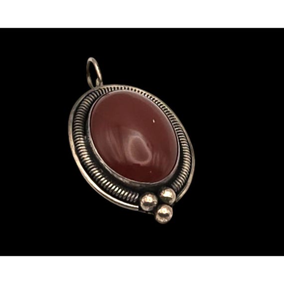 Vintage Oval Red Jasper Pendant With Sterling Silver Setting