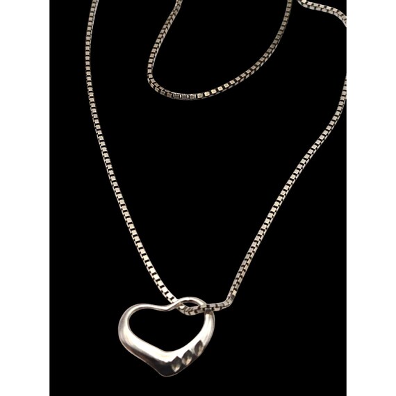 Sterling Silver Heart Pendant Necklace With Slim Box Chain 18" Long