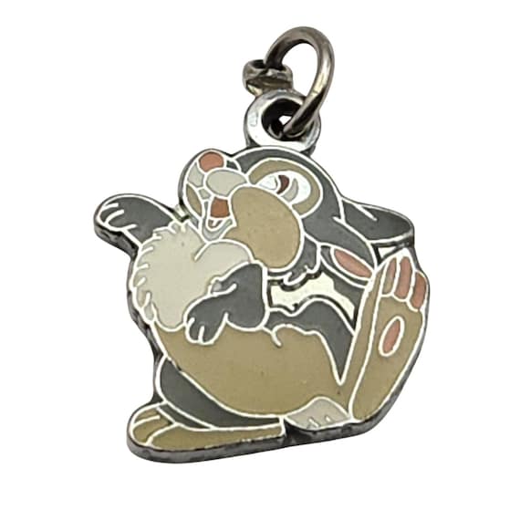 Vtg Disney Thumper Rabbit Metal Enamel Charm Pendant For Jewelry Crafting Collectors