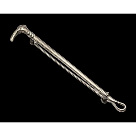 Vintage Sterling Silver Riding Crop Brooch Pin Star 925 Marked