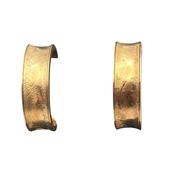 Vintage Sarah Coventry Etched Loop Clip-On Earrings 1 " x 1/4 "