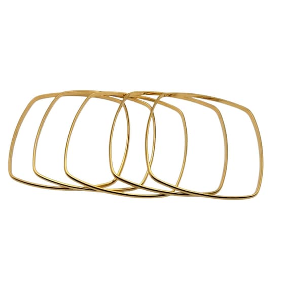 Vtg Joan Rivers Gold Tone Square Bangle Bracelets Set Of 5 Signed JR