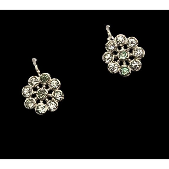 Vintage Sterling Silver Rhinestone Screw Back Earrings 3/8 "