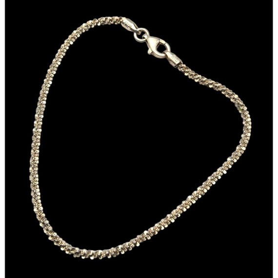 Sterling Silver Diamond-Cut Rope Bracelet 7" Delicate Fine Design Petite Vintage Style Jewelry