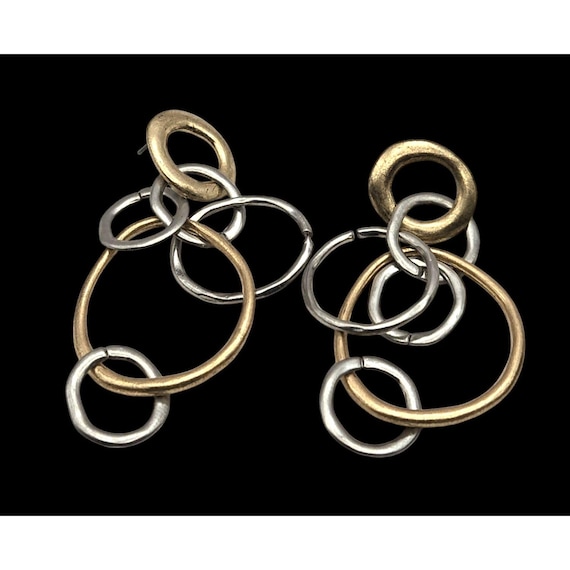 Vintage Mixed Metal Loop Earrings - Silver & Gold Tone BOHO
