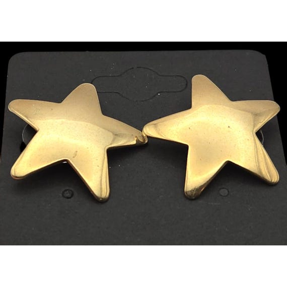 Vtg Gold Tone Star Clip-On Earrings For Women Retro Jewelry Accessory 1 " x 1 "