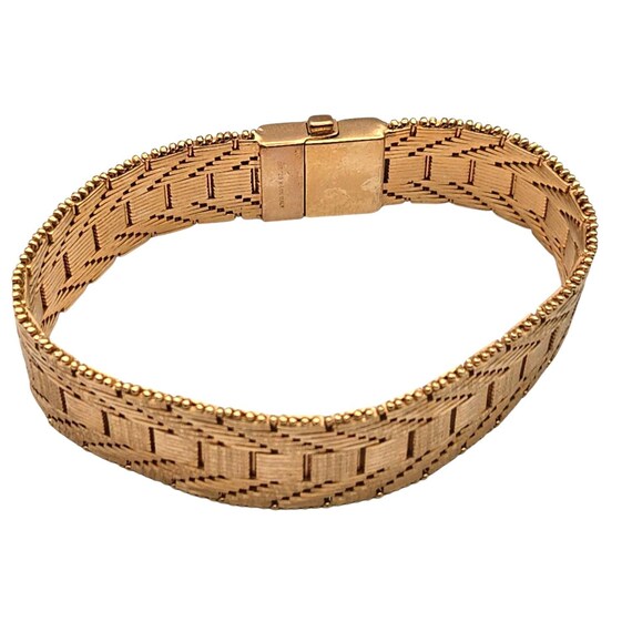 Vtg. Milor Bronze Woven Bracelet With Snap Closure Artist Signed