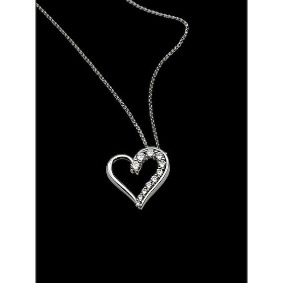 Sterling Silver Heart Necklace With Crystal Accents