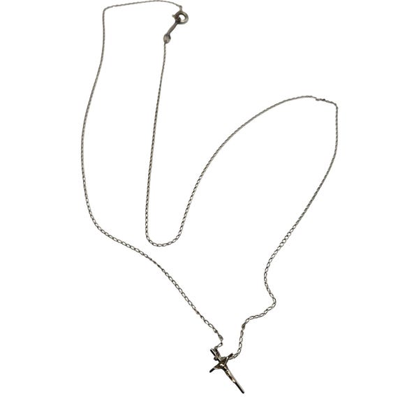 Sterling Silver Christian Cross Necklace With Slimline Petite Chain