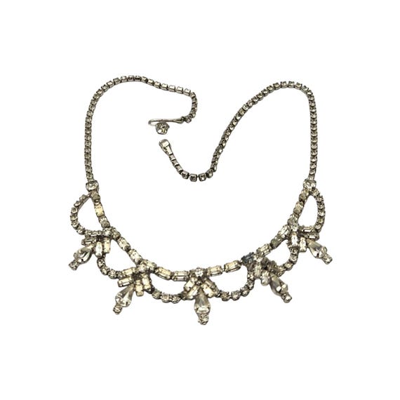 Vintage Rhinestone Necklace Crystal Chandelier Design