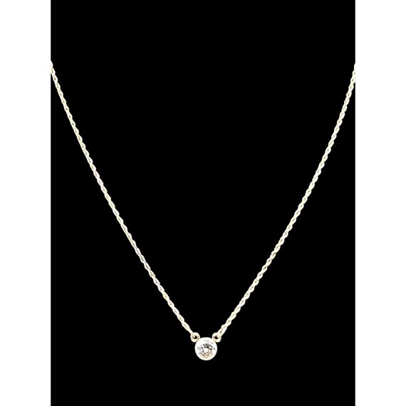 Sterling Silver CZ Pendant Necklace With Twisted Chain 8 Inches