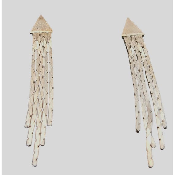 Vintage Silver Shimmering Tassel Stud Earrings 1 1/2 "
