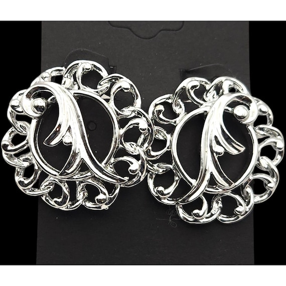Vintage Sarah Cov Clip-On Silver Filigree Earrings